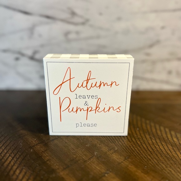 Autumn Leaves & Pumpkins Please Tiered Tray Fall Decor Sign - Picture 1 of 5